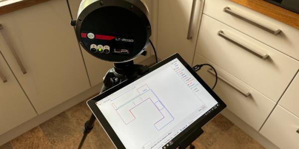 a quartz worktop being templated