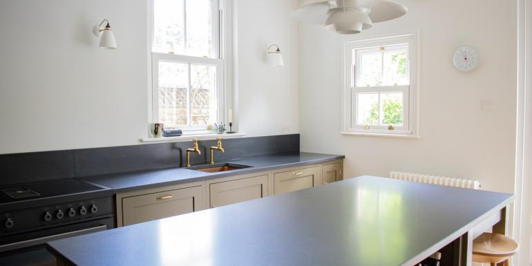 honed black granite kitchen worktop